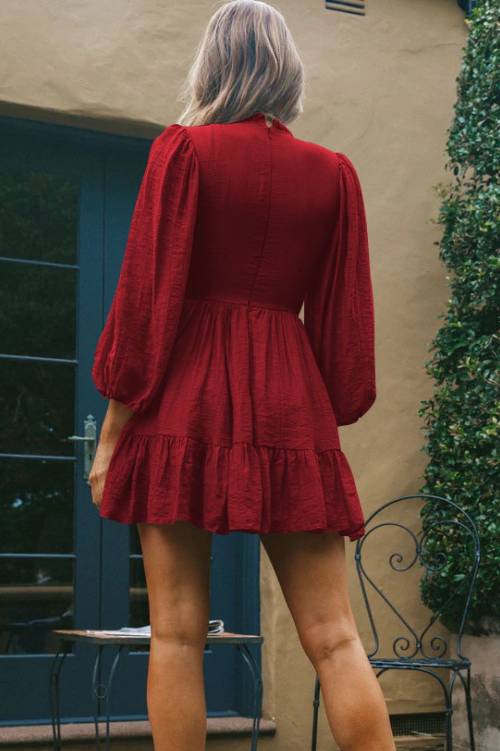 Smocked Balloon Sleeve Ruffle Hem Dress  Dresses- Doll Fits