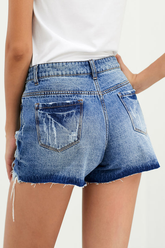 Distressed Button Fly Denim Shorts  Shorts- Doll Fits