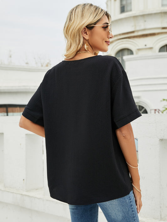 V-Neck Dropped Shoulder Shirt  Shirts & Tops- Doll Fits