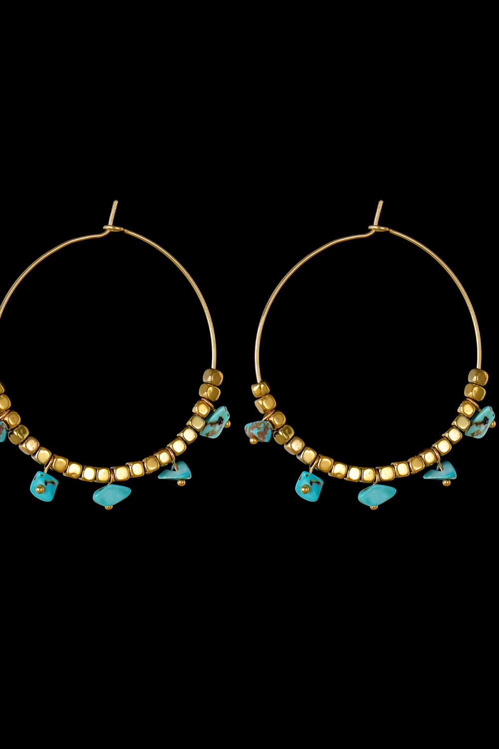 Turquoise Stainless Steel Hoop Earrings  Earrings- Doll Fits