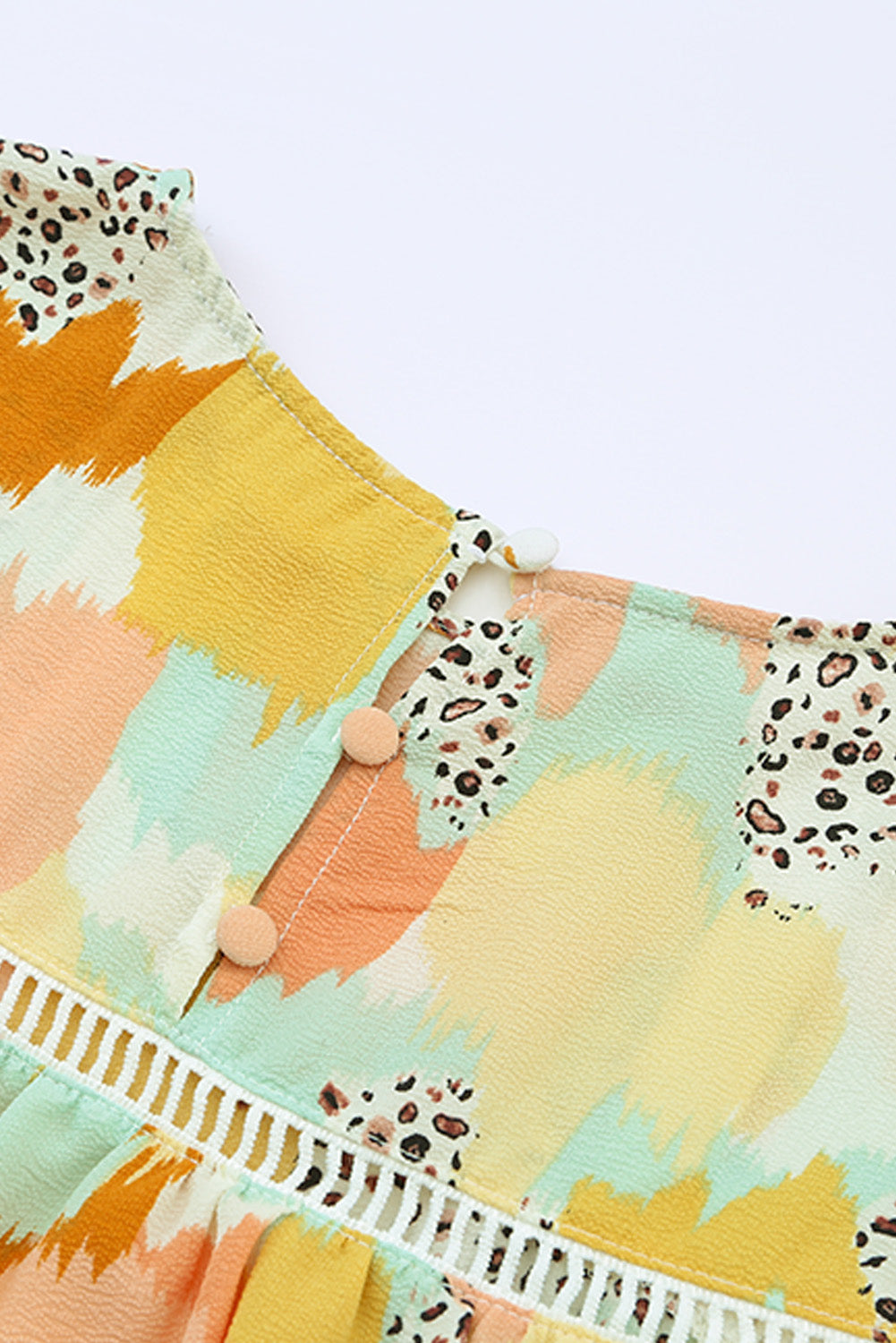 Printed Round Neck Flutter Sleeve Top  Shirts & Tops- Doll Fits