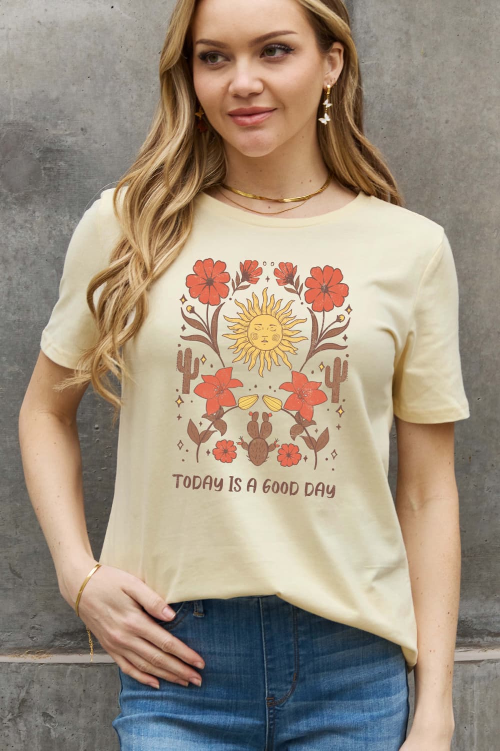 Simply Love Full Size TODAY IS A GOOD DAY Graphic Cotton Tee  - Doll Fits