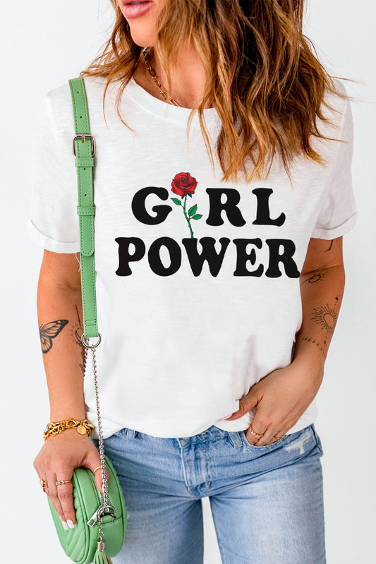 GIRL POWER Rose Graphic Tee Shirt  Shirts & Tops- Doll Fits
