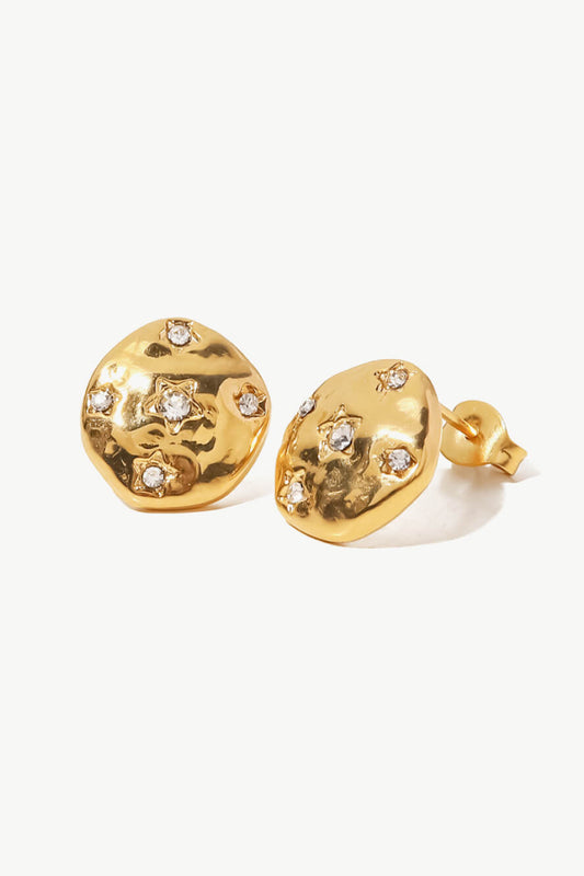 18K Gold-Plated Cubic Zirconia Stud Earrings  Earrings- Doll Fits