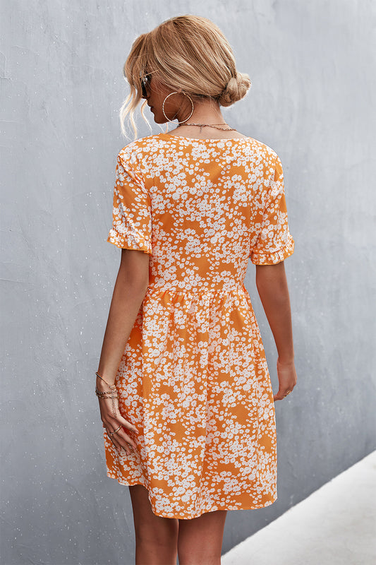 Printed Button down Pocketed Dress  Dresses- Doll Fits