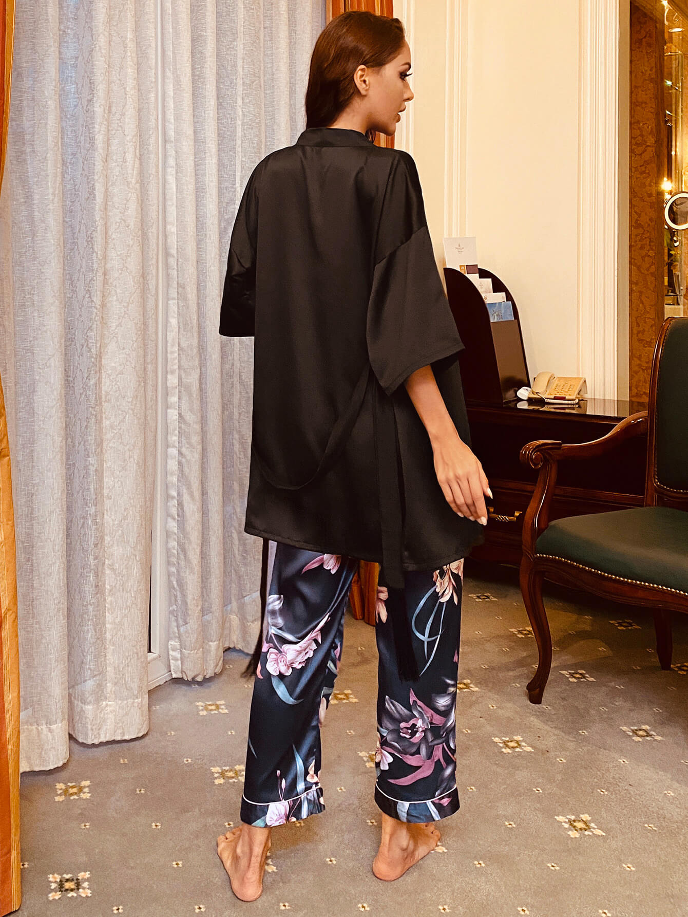 Cami, Robe, and Printed Pants Pajama Set  Sleepwear & Loungewear- Doll Fits