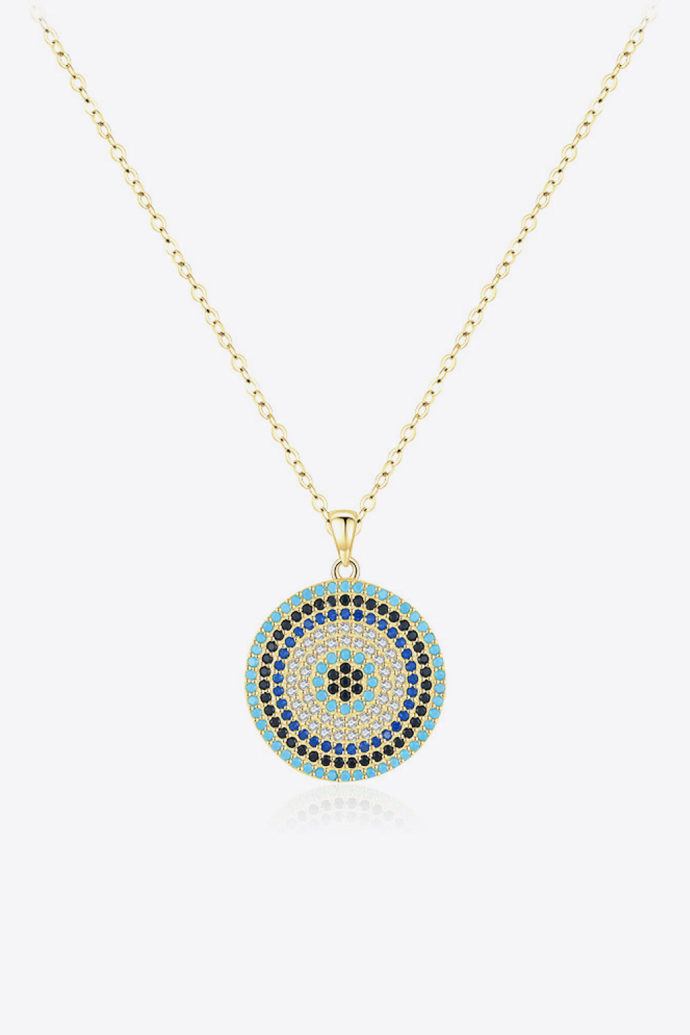 925 Sterling Silver Round Shape Artificial Turquoise Pendant Necklace  Necklaces- Doll Fits