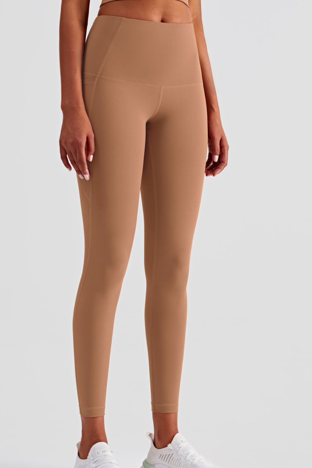 Wide Waistband Sports Leggings with Side Pockets  - Doll Fits