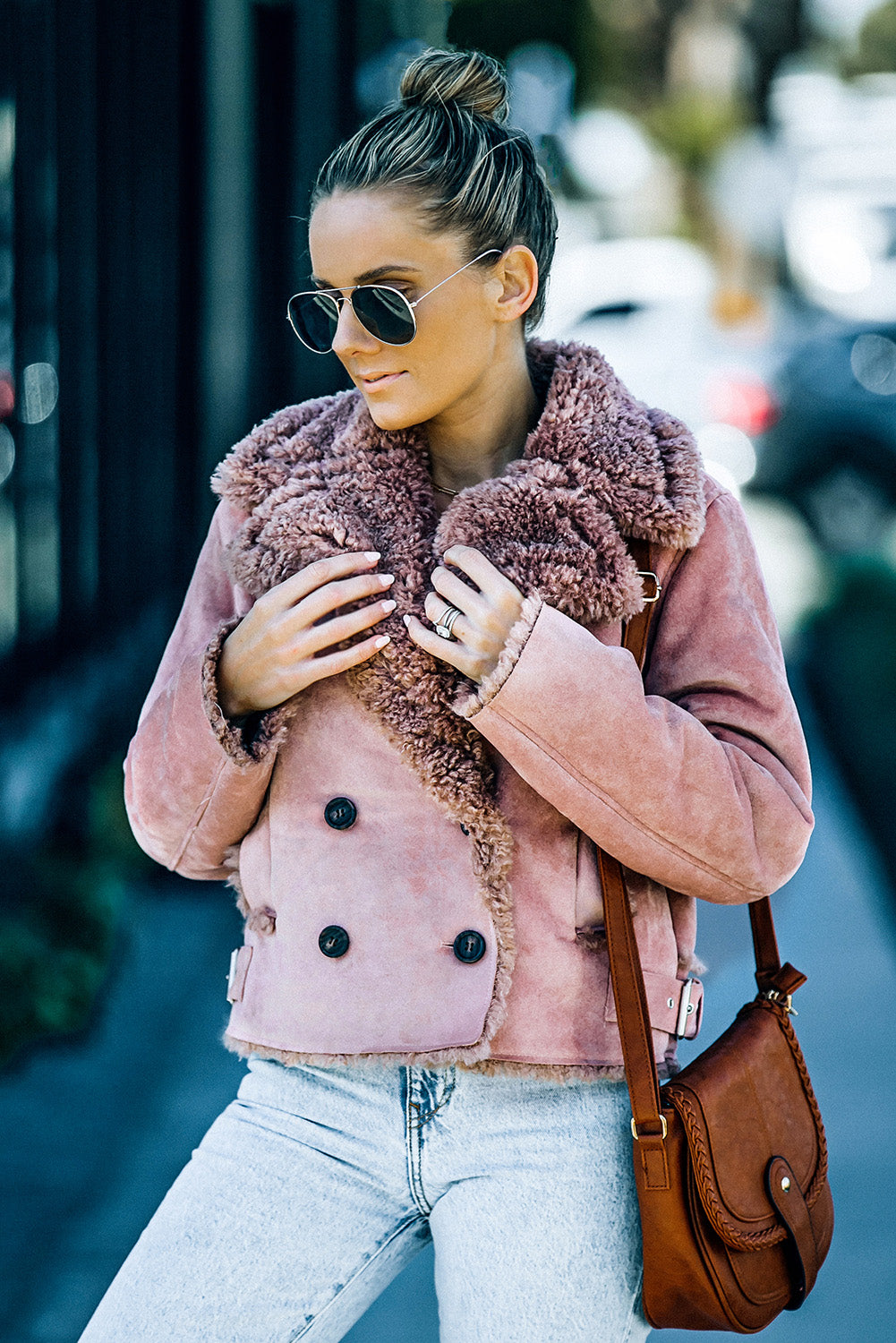 Plush Lining Suede Double-Breasted Jacket  Coats & Jackets- Doll Fits
