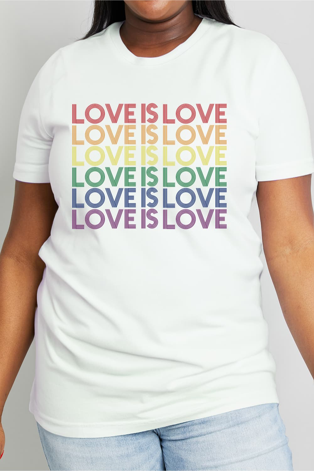 Simply Love Full Size LOVE IS LOVE Graphic Cotton Tee  Shirts & Tops- Doll Fits