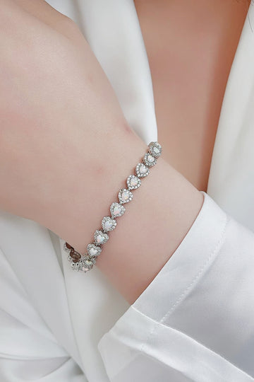 925 Sterling Silver Opal Heart Bracelet  Bracelets- Doll Fits