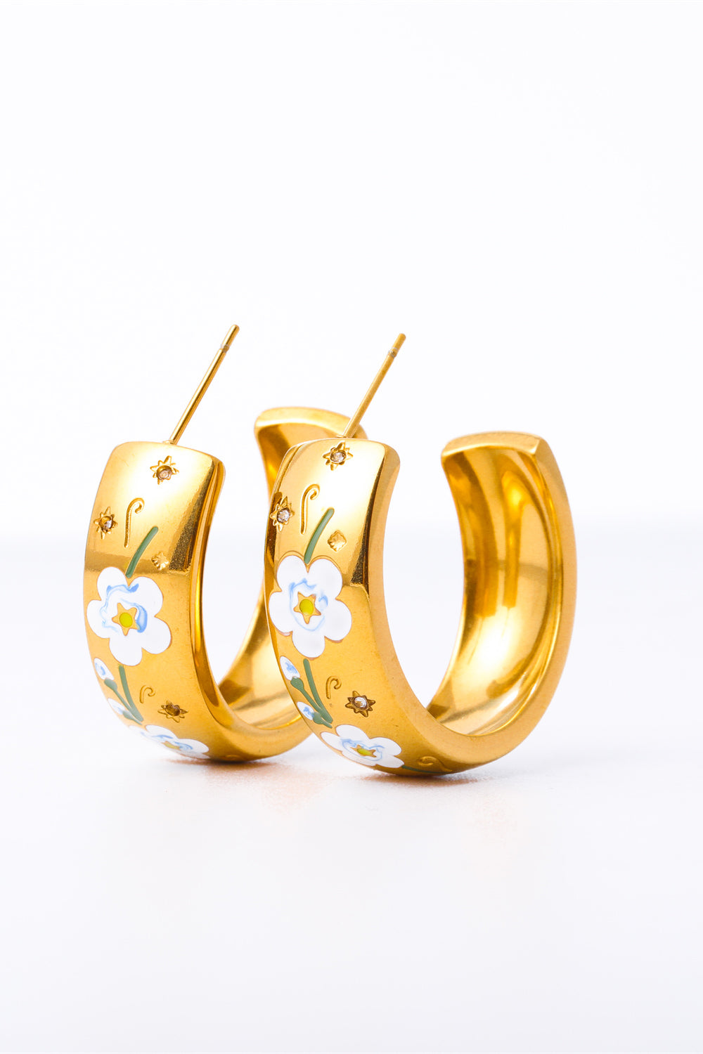 Stainless Steel 18K Gold Plated Ring Shape C-Hoop Earrings  Earrings- Doll Fits