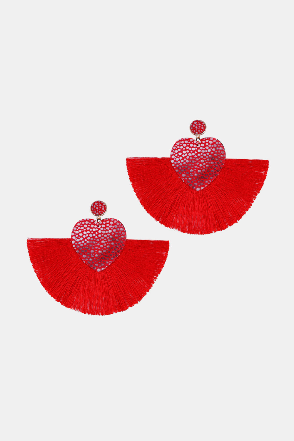 Heart Shape Fringed Dangle Earrings  Earrings- Doll Fits