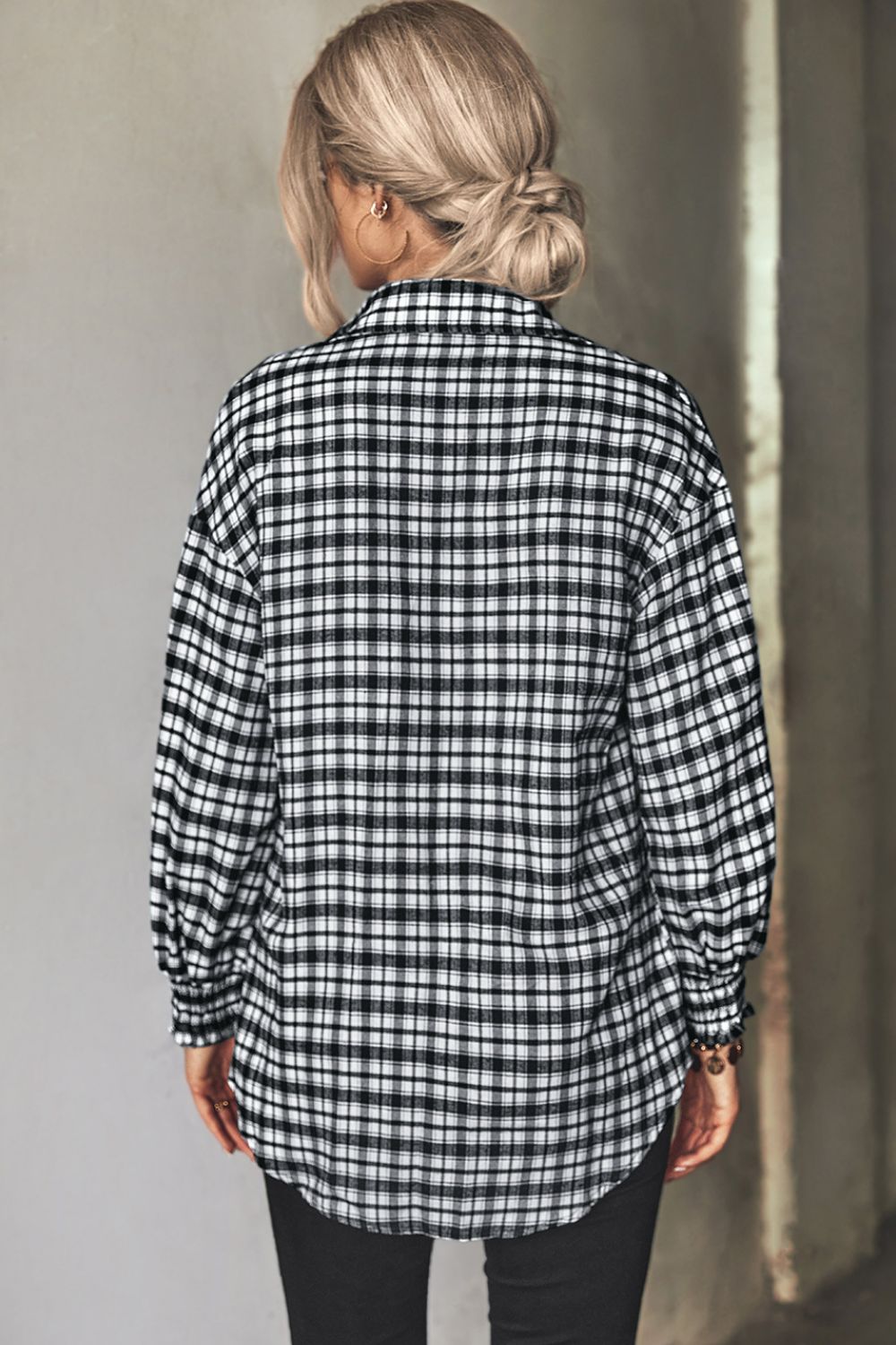 Plaid Button Front Dropped Shoulder Shirt  Shirts & Tops- Doll Fits