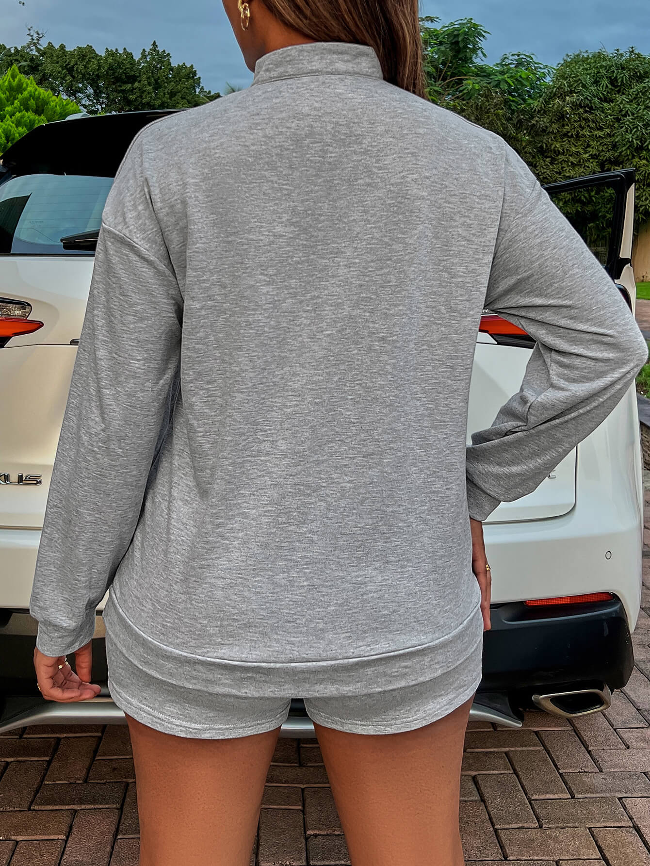 BE KIND Graphic Quarter-Zip Sweatshirt and Shorts Set  Outfit Sets- Doll Fits