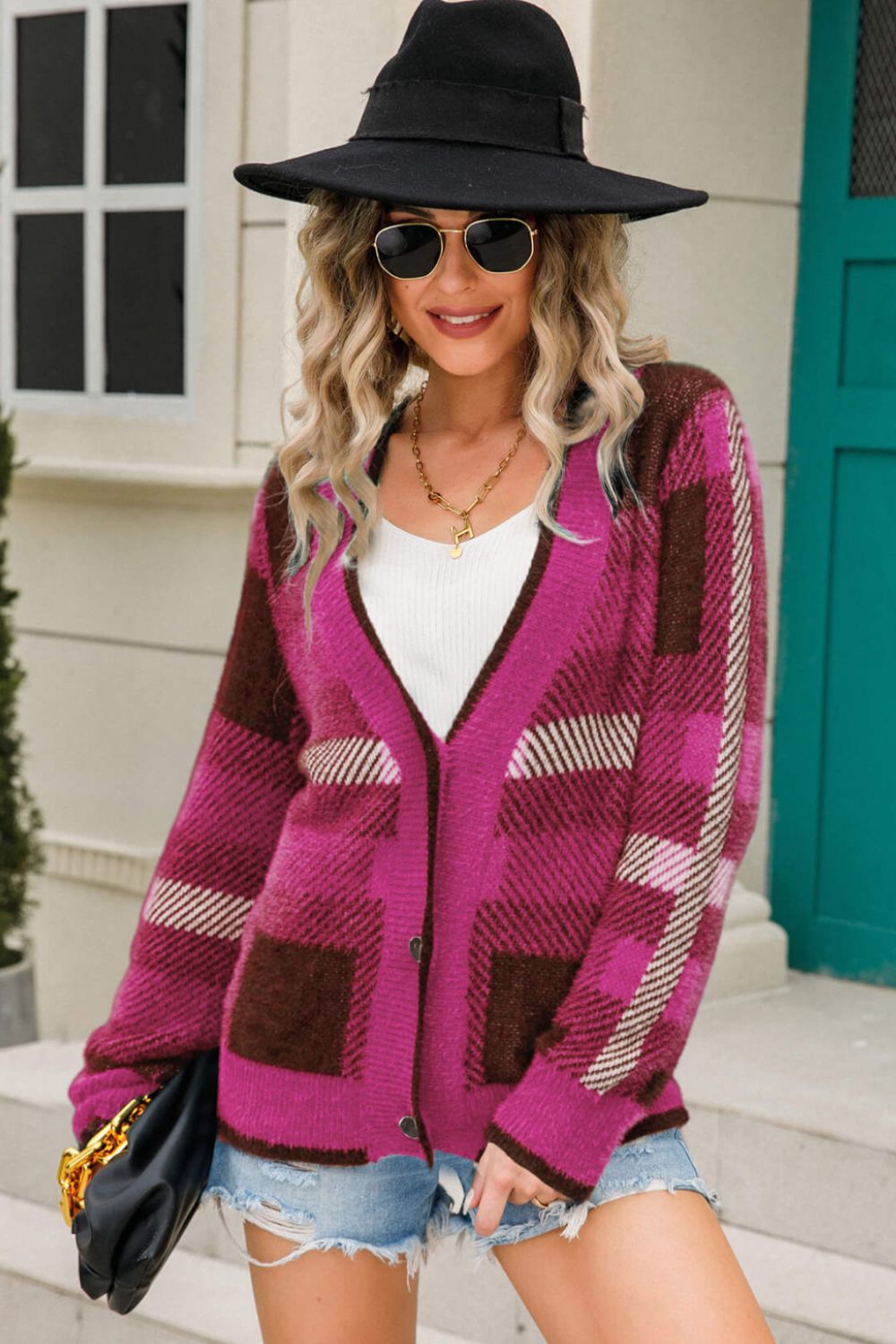 Striped Button-Front Fuzzy Cardigan  Coats & Jackets- Doll Fits