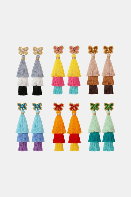 Triple-Layer Tassel Dangle Earrings  Earrings- Doll Fits