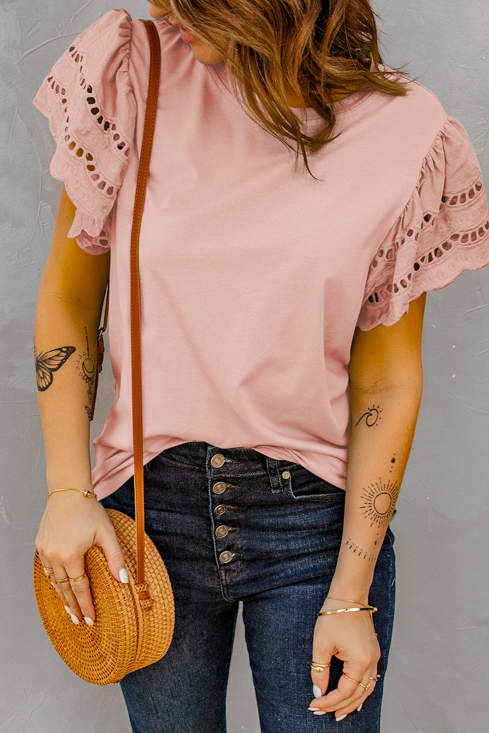 Round Neck Flutter Sleeve Top  Shirts & Tops- Doll Fits