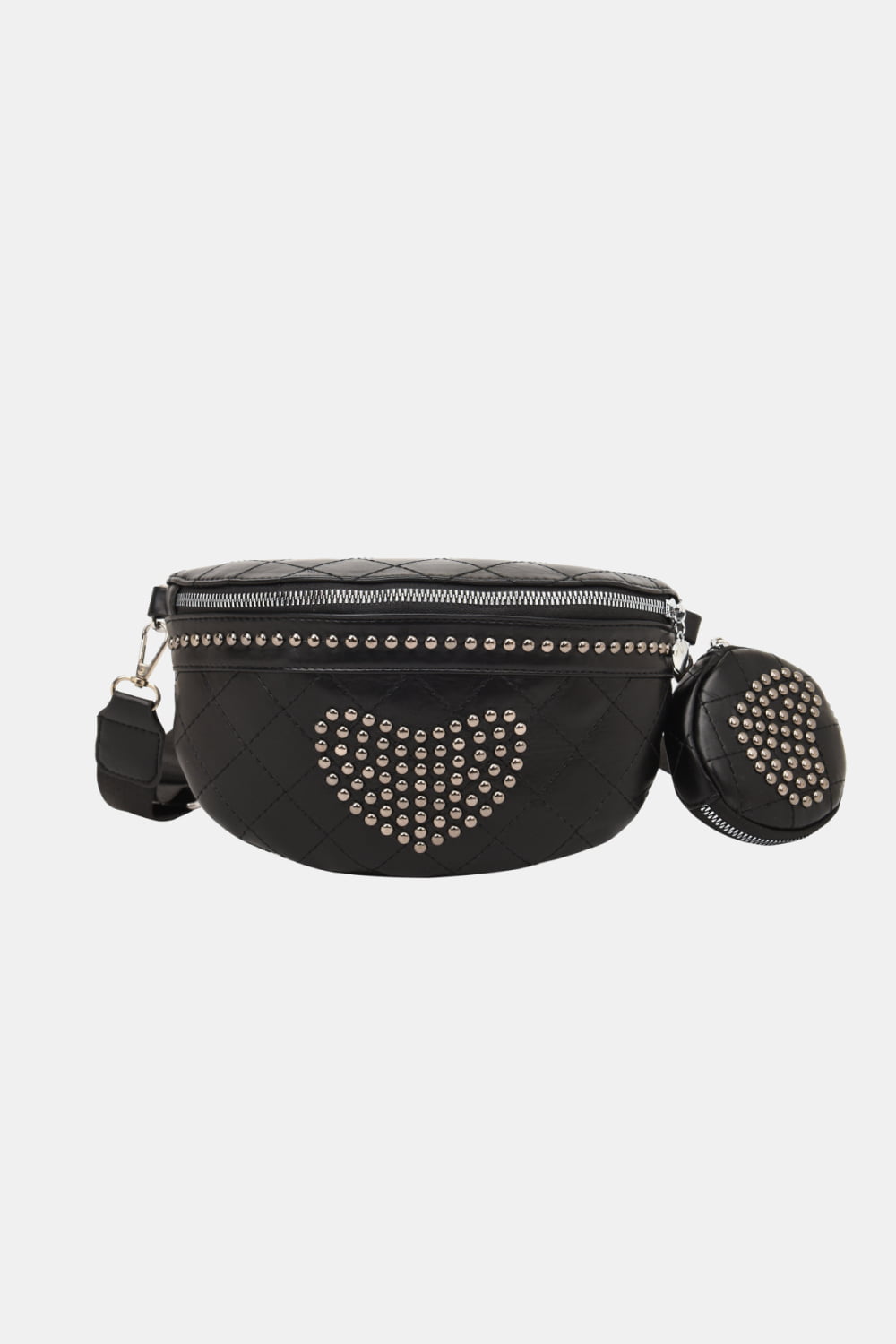 Studded PU Leather Sling Bag with Small Purse  - Doll Fits