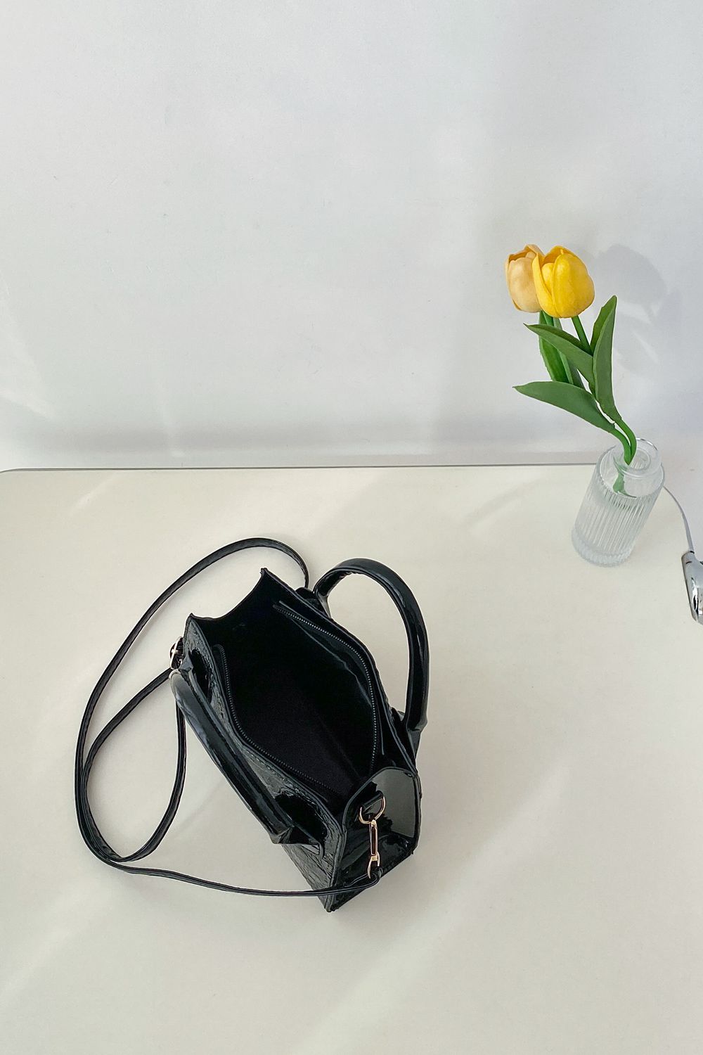 Textured PU Leather Crossbody Bag  Handbags- Doll Fits