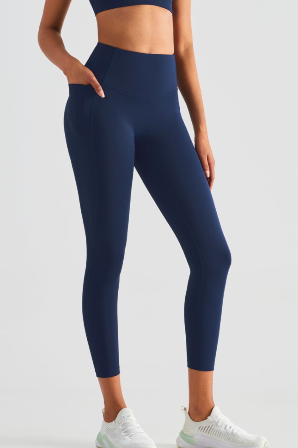 Wide Waistband Sports Leggings with Pockets  - Doll Fits