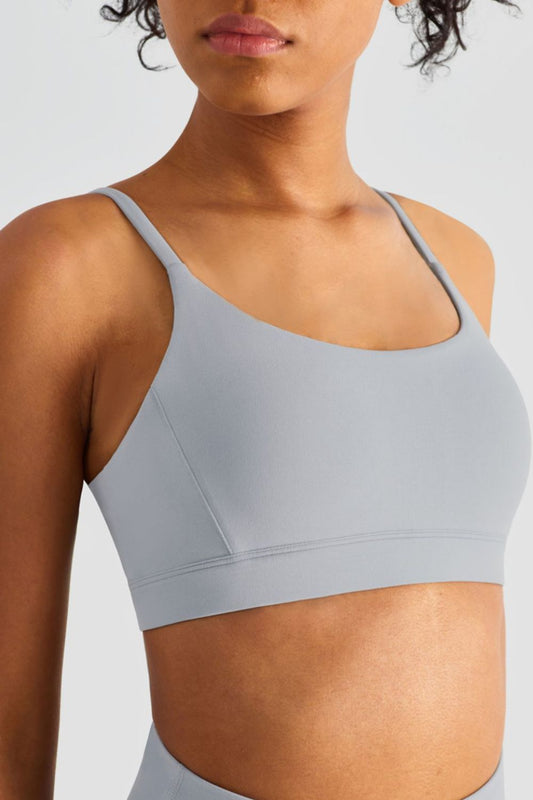 Spaghetti Strap Round Neck Sports Bra  - Doll Fits