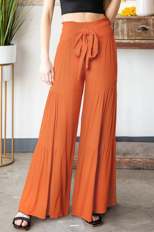 Tied Smocked Waist Tiered Culottes  - Doll Fits
