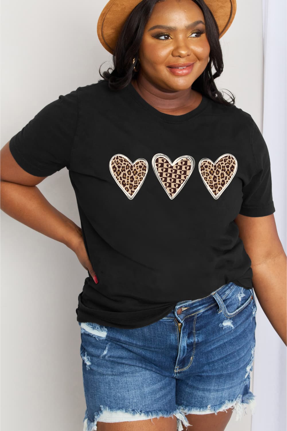Simply Love Full Size Heart Graphic Cotton Tee  Shirts & Tops- Doll Fits