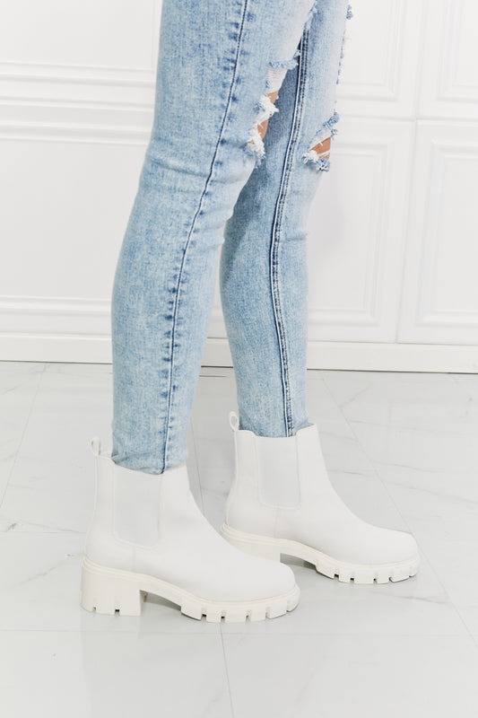 MMShoes Work For It Matte Lug Sole Chelsea Boots in White  Shoes- Doll Fits