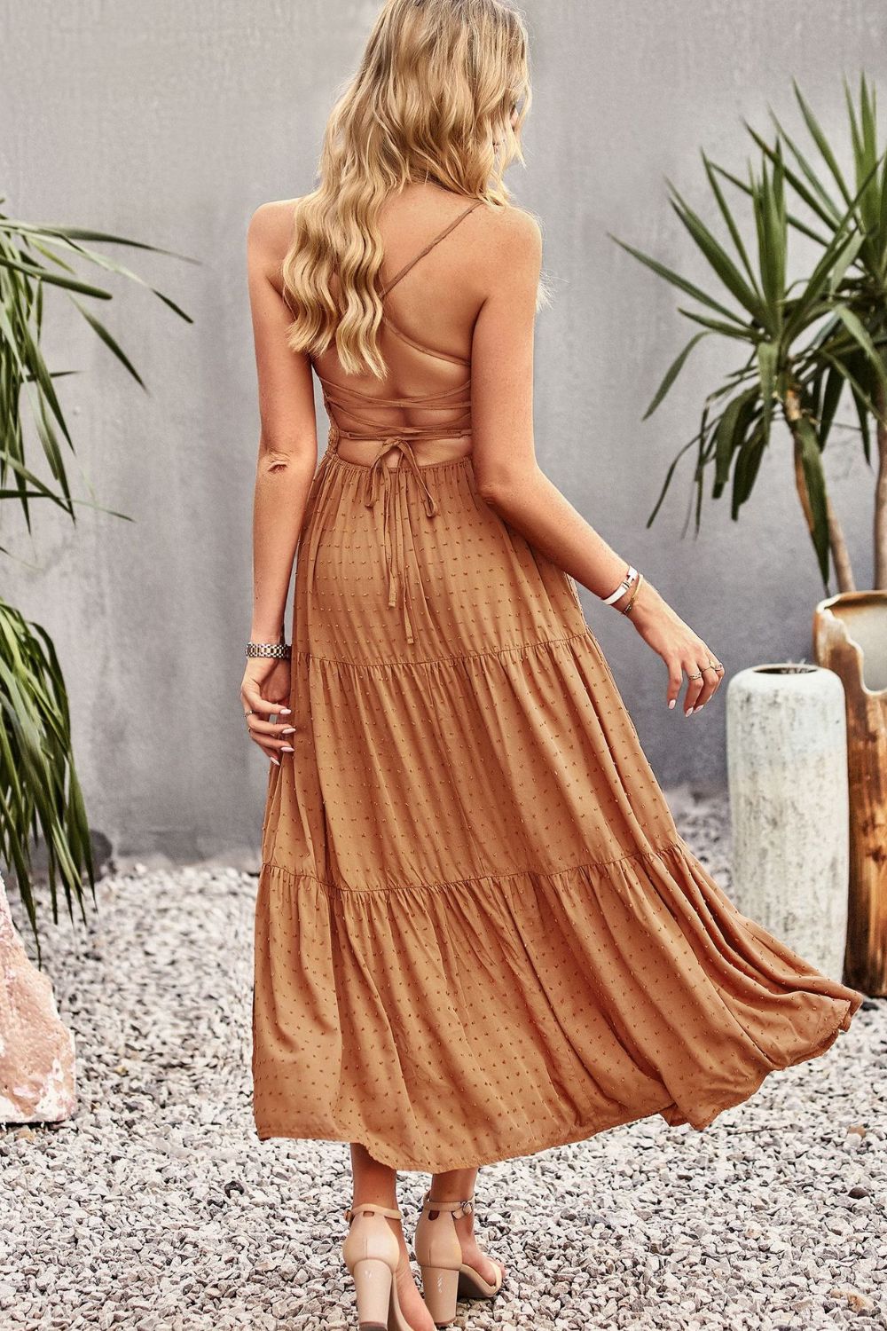 Smocked Lace-Up Tiered Dress  Dresses- Doll Fits