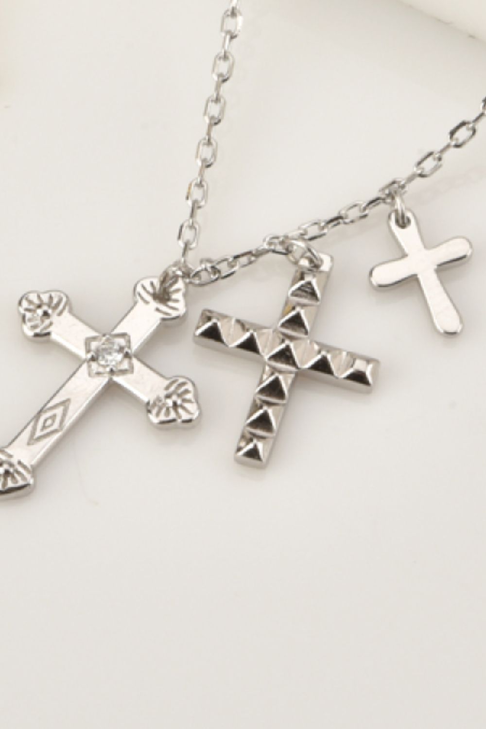 Inlaid Zircon Cross Pendant Necklace  Necklaces- Doll Fits