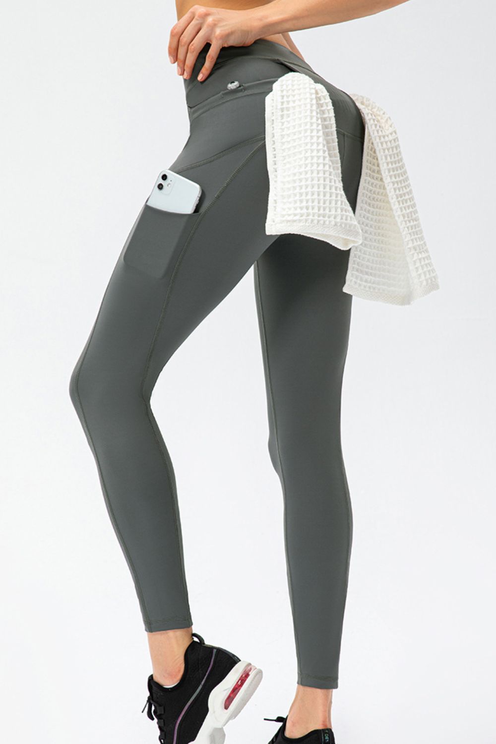 Full Size Slim Fit High Waist Long Sports Pants with Pockets  - Doll Fits