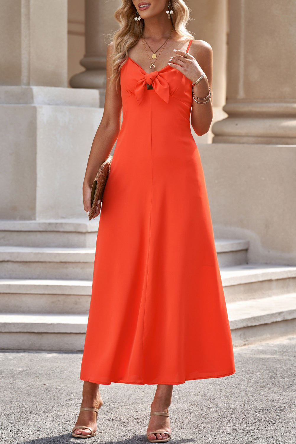 Spaghetti Strap Tie Detail Dress  Dresses- Doll Fits