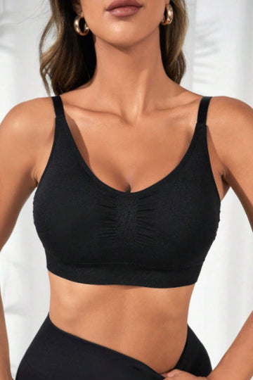 Scoop Neck Cropped Active Bra  - Doll Fits