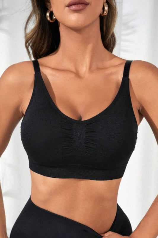 Scoop Neck Cropped Active Bra  - Doll Fits