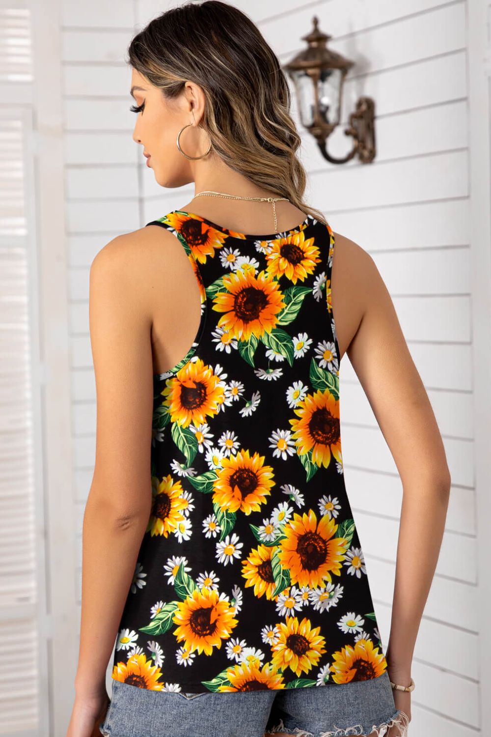 Floral Scoop Neck Tank Top  Shirts & Tops- Doll Fits