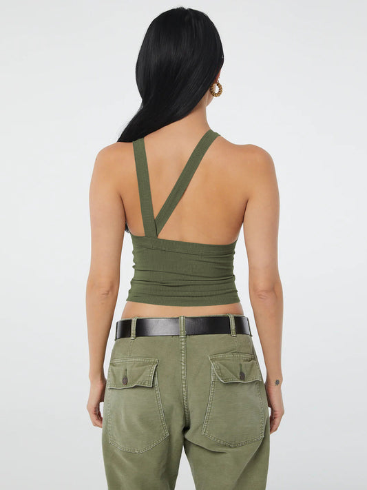 Halter Neck Ribbed Cropped Top  Shirts & Tops- Doll Fits