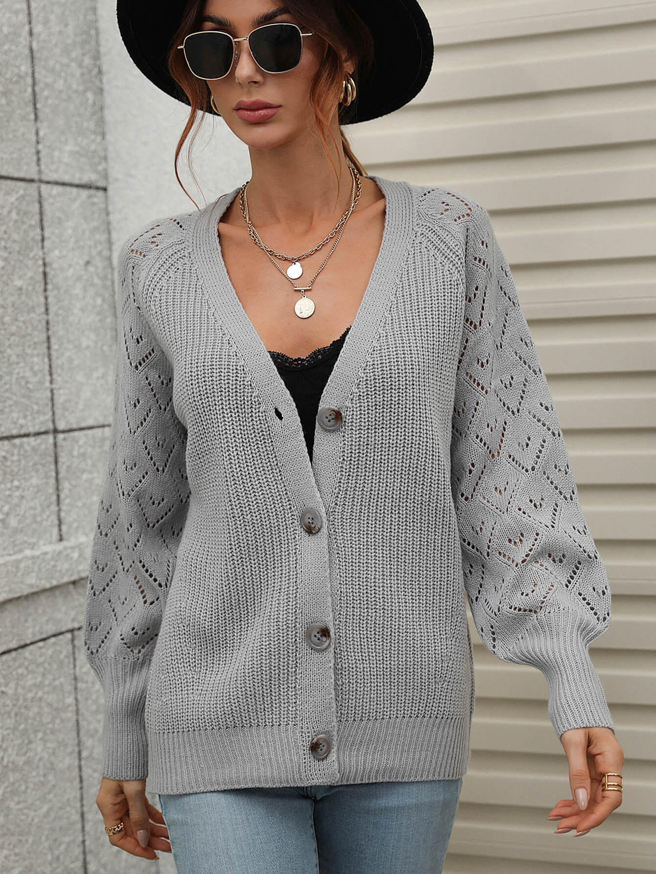 Rib-Knit Plunge Raglan Sleeve Cardigan  Coats & Jackets- Doll Fits