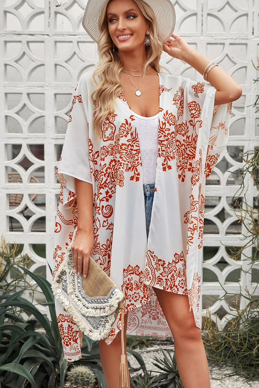 Floral Side Slit Cover Up  Swimwear- Doll Fits