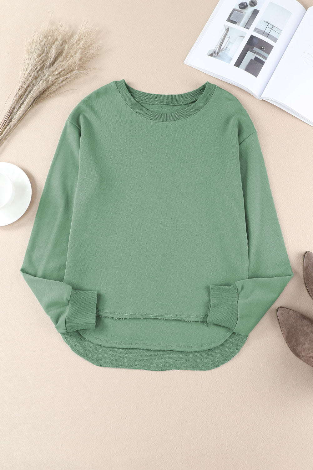 Side Slit Drop Shoulder Sweatshirt  Shirts & Tops- Doll Fits