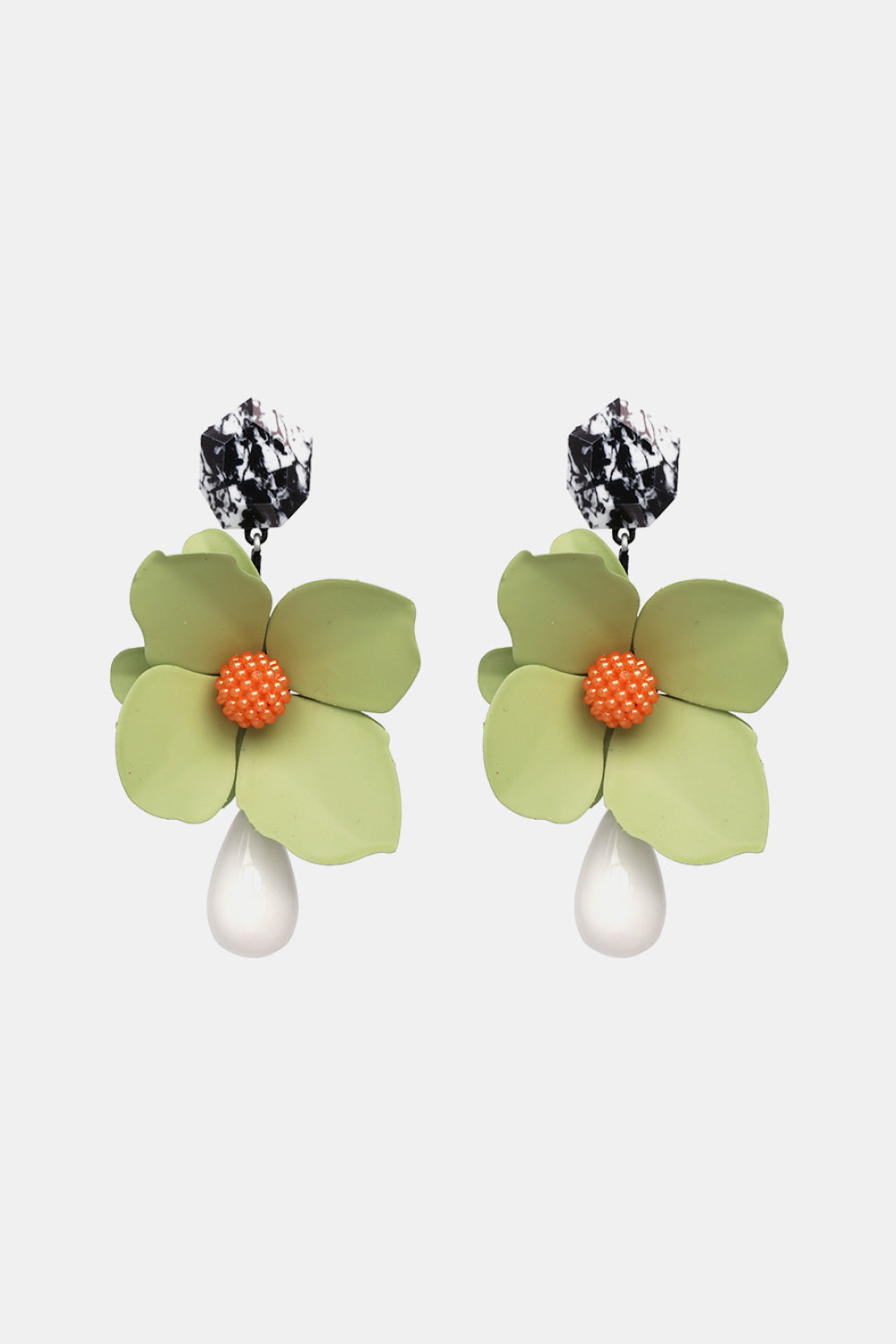Bloosom Flower and Teardrop Resin Dangle Earrings  Earrings- Doll Fits