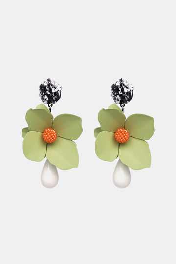Bloosom Flower and Teardrop Resin Dangle Earrings  Earrings- Doll Fits