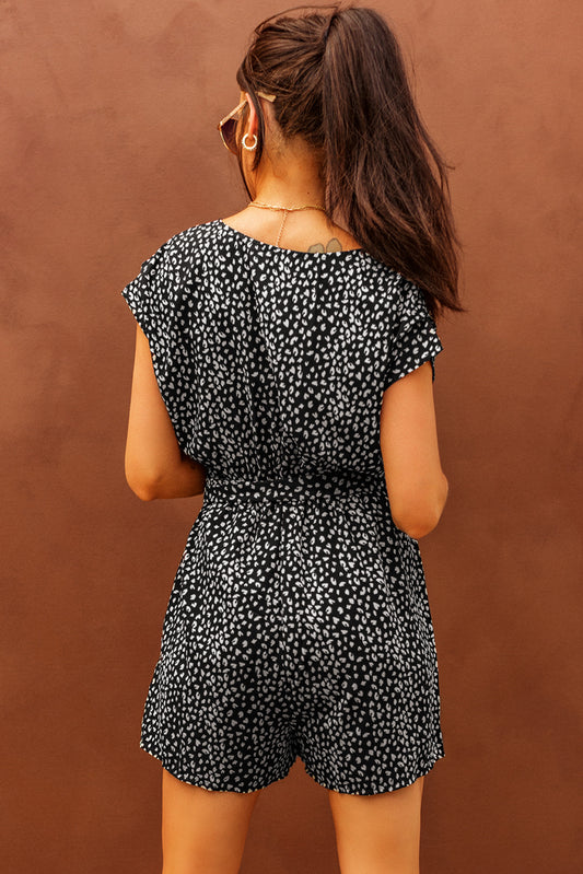 Printed Short Sleeve Romper with Belt  Jumpsuits & Rompers- Doll Fits