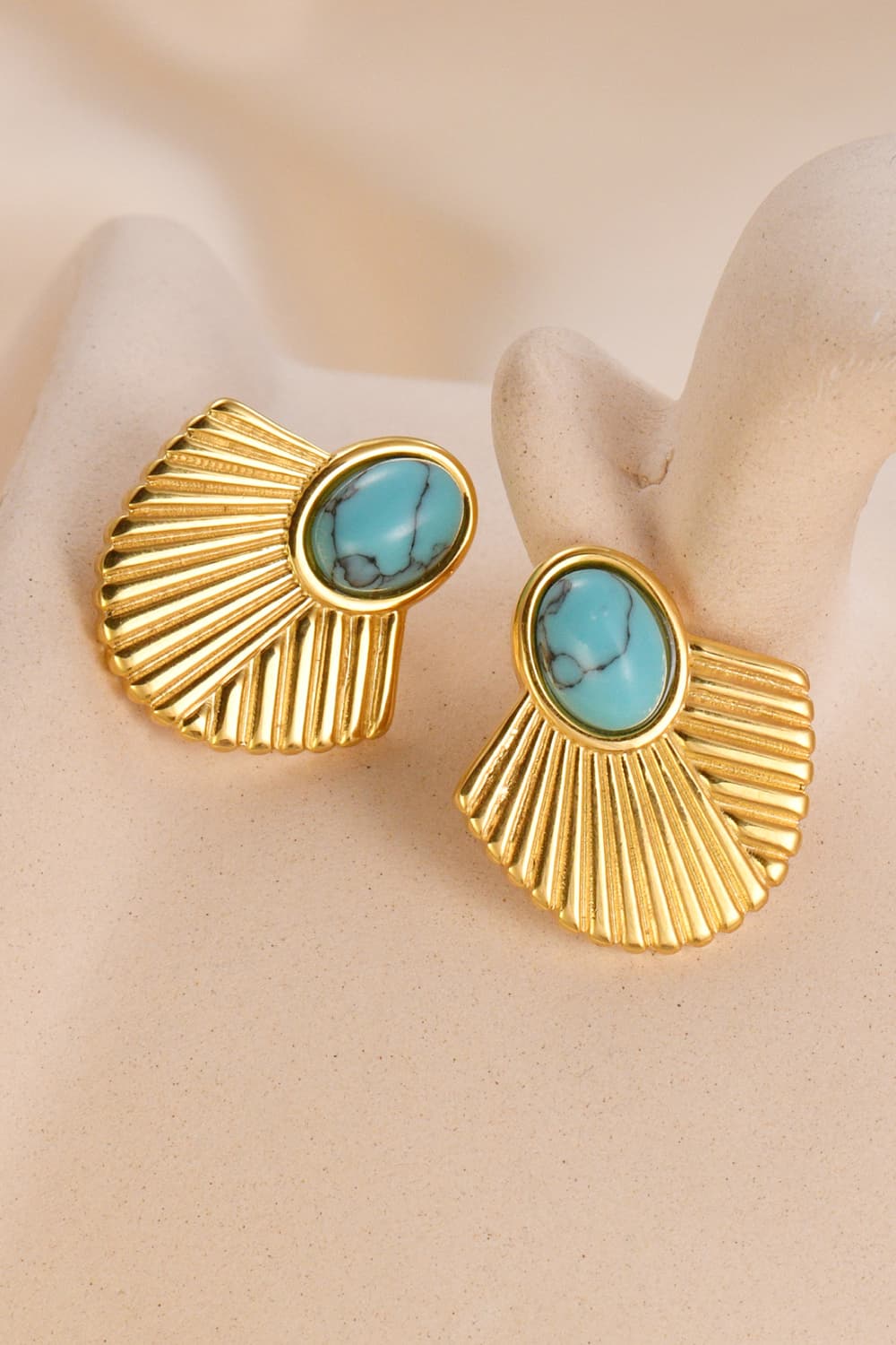 Turquoise 18K Gold Plated Stud Earrings  Earrings- Doll Fits
