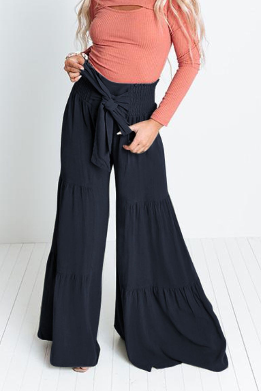 Tie Front Smocked Tiered Culottes  - Doll Fits