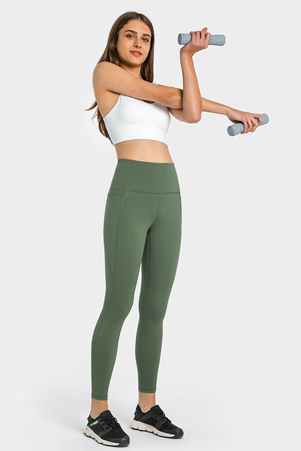 High Waist Ankle-Length Yoga Leggings with Pockets  Activewear- Doll Fits