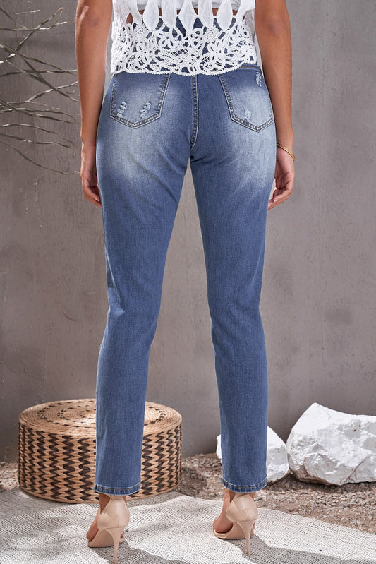 Leopard Patch Ankle-Length Jeans  Pants- Doll Fits