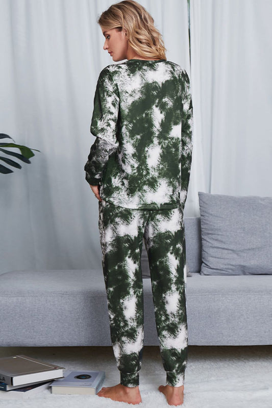 Tie-Dye Crewneck Top and Drawstring Waist Joggers Lounge Set  Outfit Sets- Doll Fits