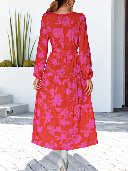 Floral V-Neck Long Sleeve Dress  Dresses- Doll Fits