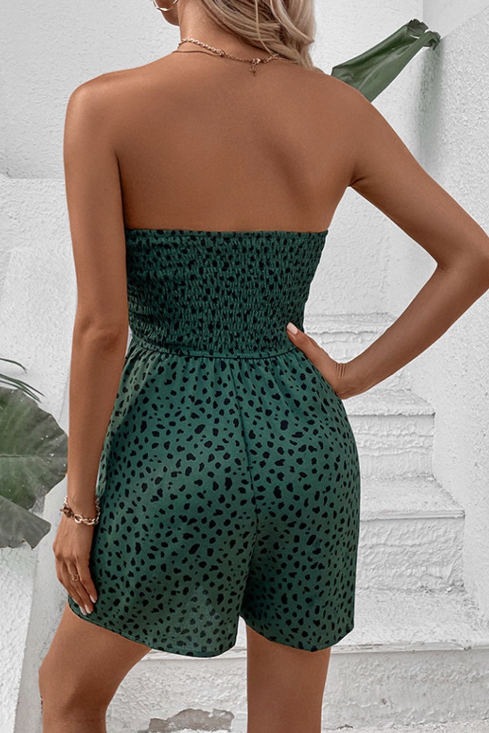 Printed Strapless Smocked Romper  Jumpsuits & Rompers- Doll Fits